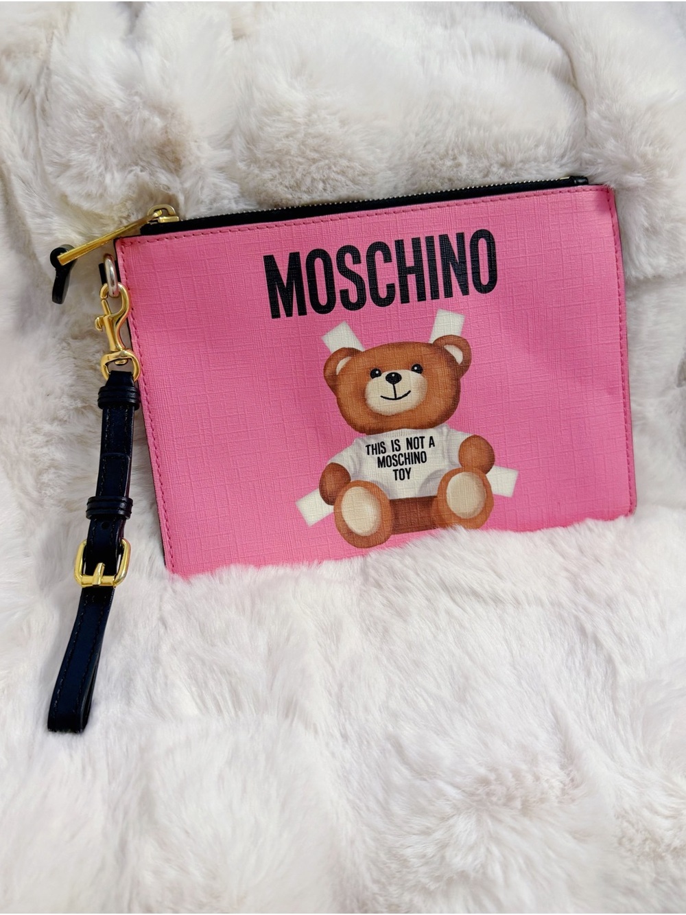 Moschino Pink Teddy Wristlet